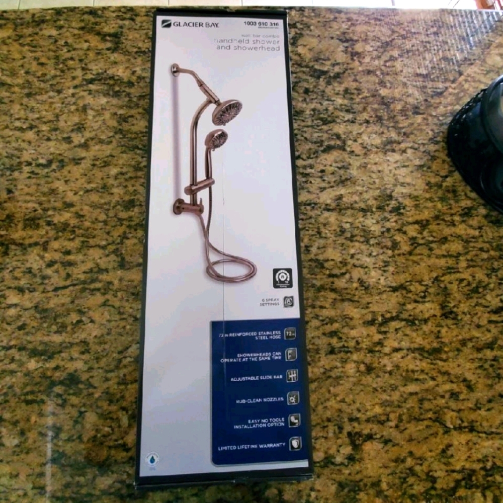 Wall bar combo handheld shower and showerhead